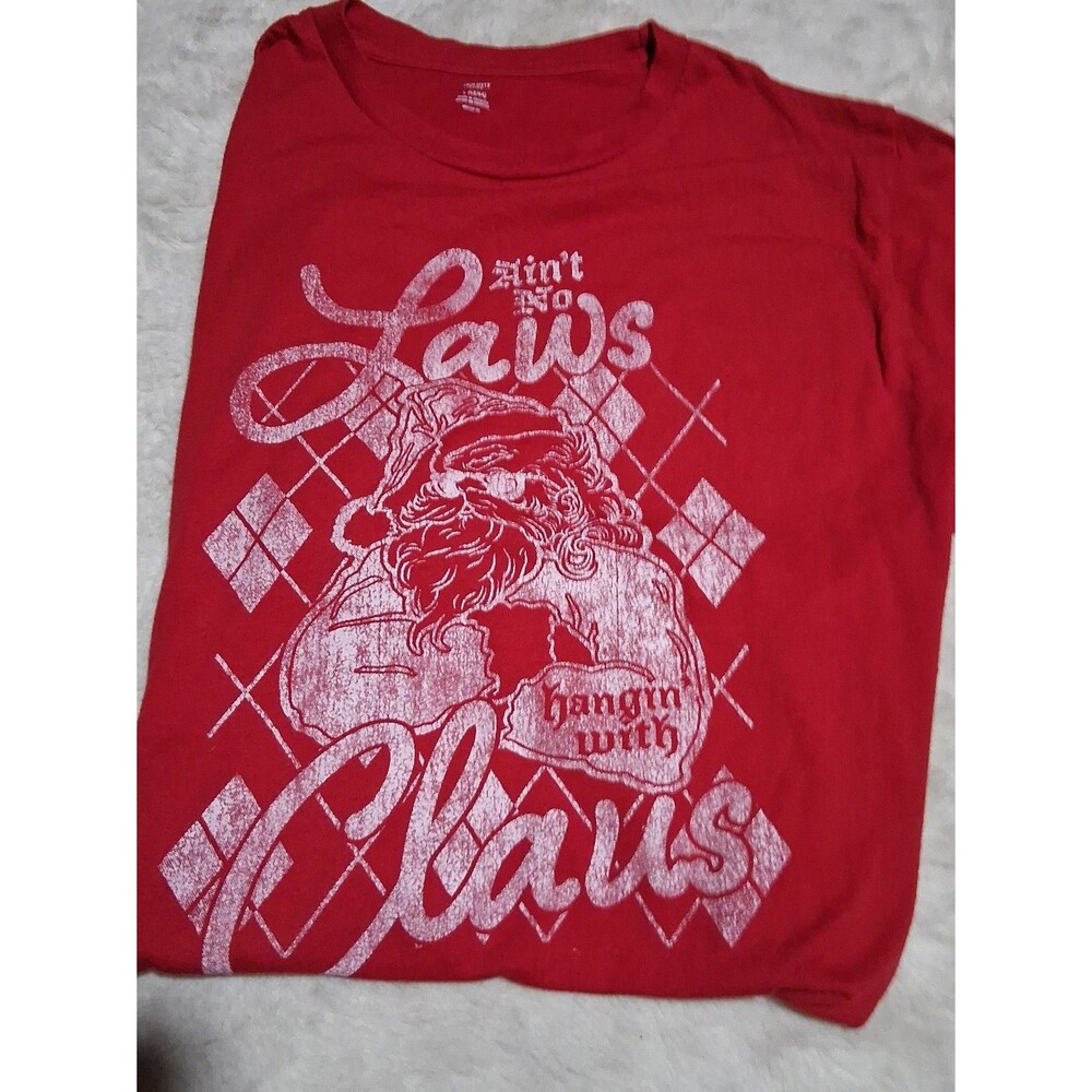 Ain't No Laws With Hangin' With Claus Santa T-Shirt sz Large